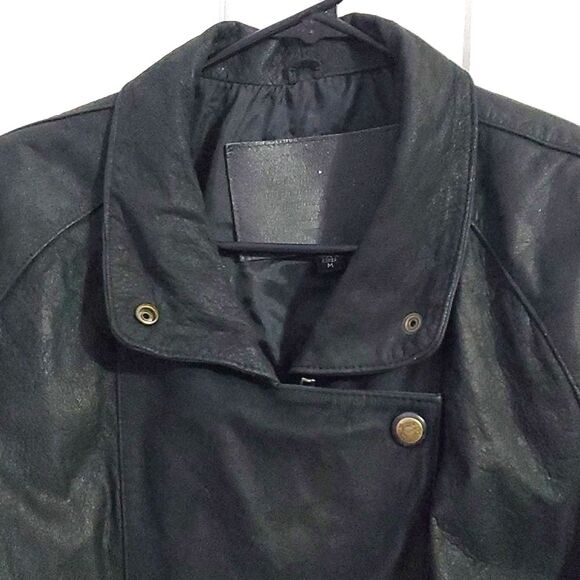 Express Black Leather Utility Aviator Jacket - Picture 2 of 14